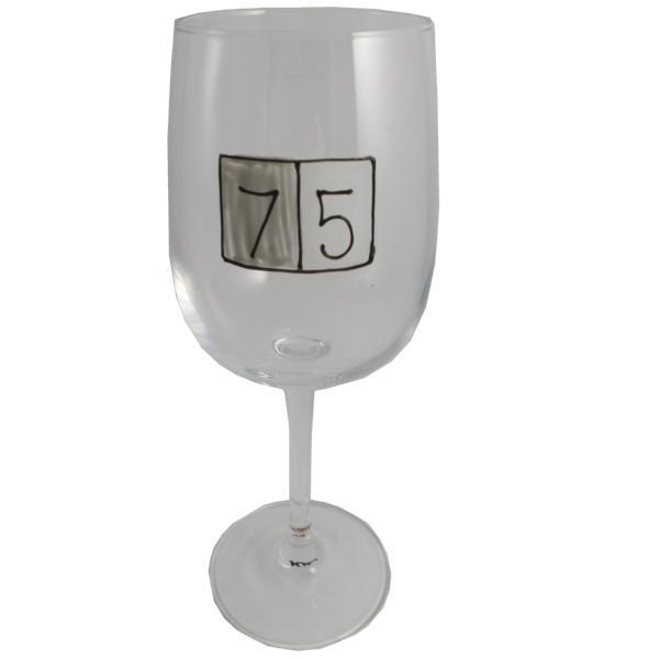 75th Birthday Wine Glass Grey Sq