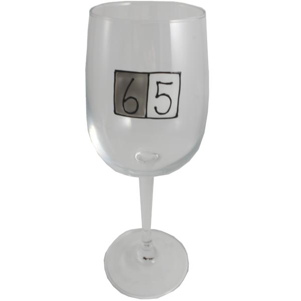 65th Birthday Wine Glass Grey Sq