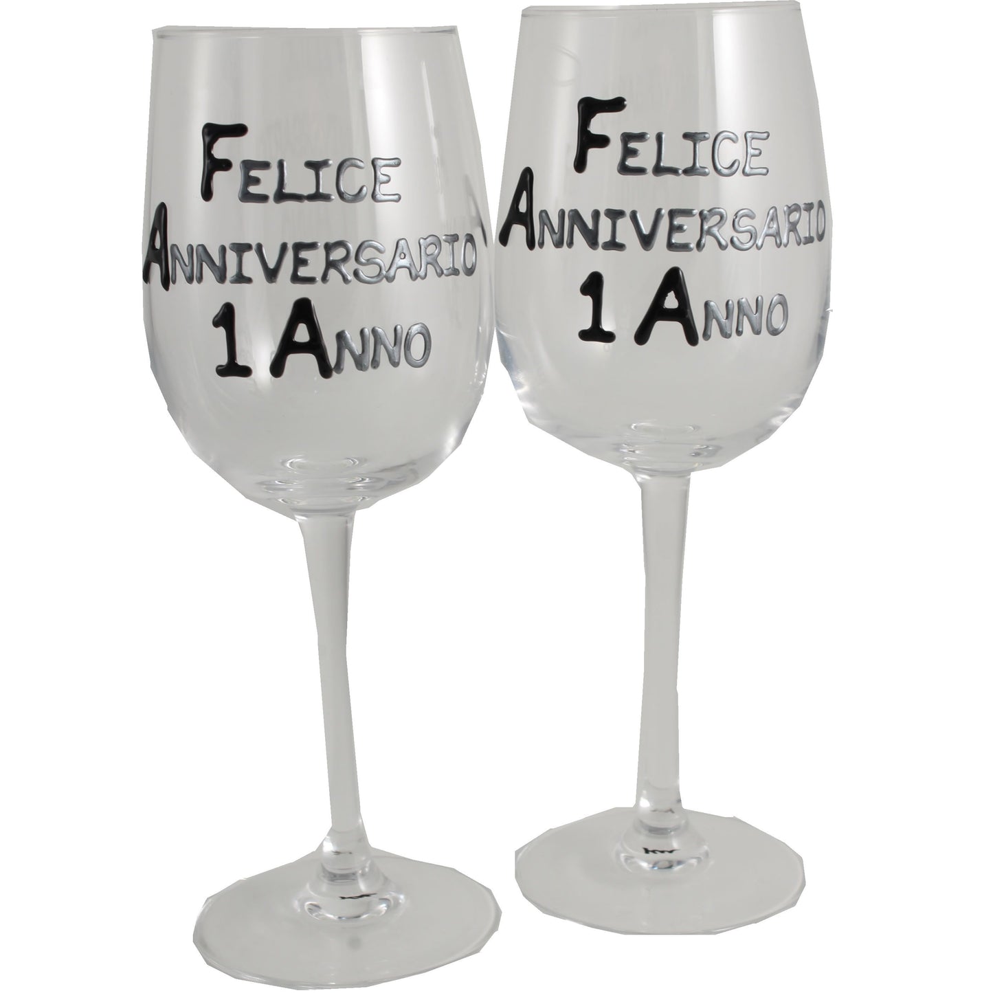 Coppia di bicchieri da vino 1ŒÁ Anniversario - 1st Anniversary Pair of Wine Glasses (Blk/Sil)