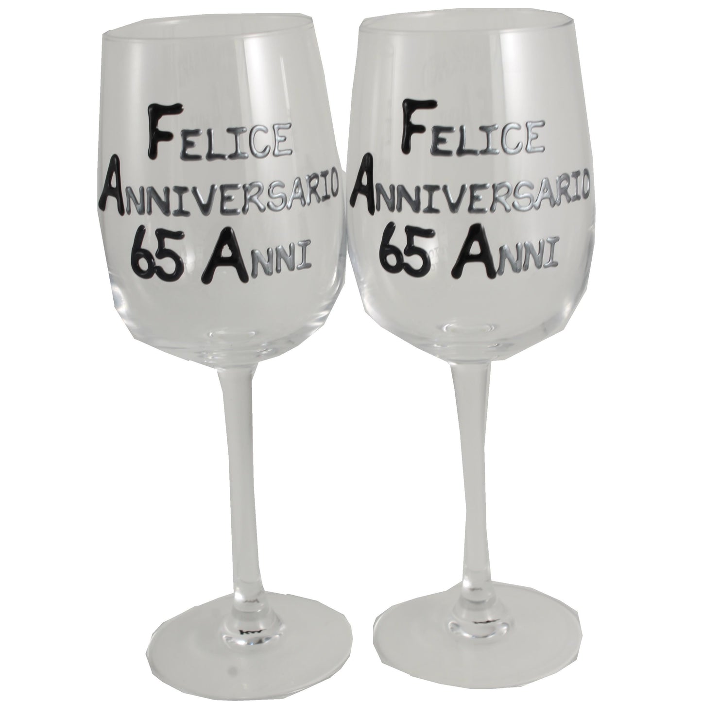 Coppia di bicchieri da vino 65ŒÁ Anniversario - 65th Anniversary Pair of Wine Glasses (Blk/Sil)
