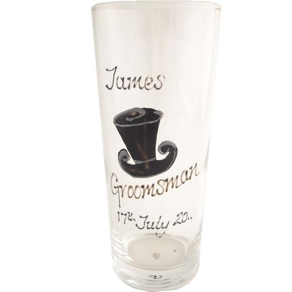 Personalised Groomsman Pint Glass (Top Hat)