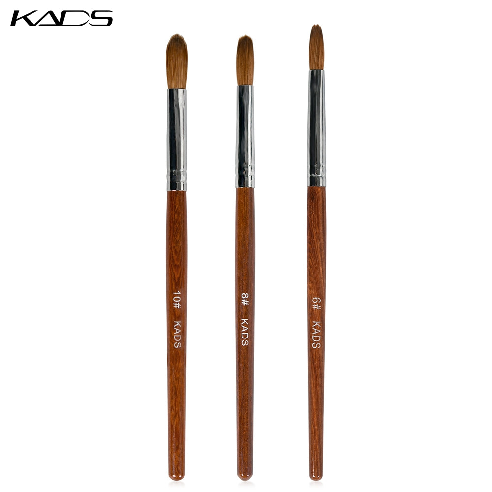 KADS 6# 8# 10# 100% Pincel Kolinsky Acrylic Nail Brush Gel Poly Brush Crimped Head Red Wood Handle Professional Manicure Brush