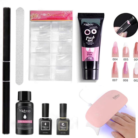 7Pcs Finger Nail Extension Gel Builder Acryl Gel Poly Clear Pink UV Gel Quick Building Nail Camouflage LED Hard Gel Crystal Nail