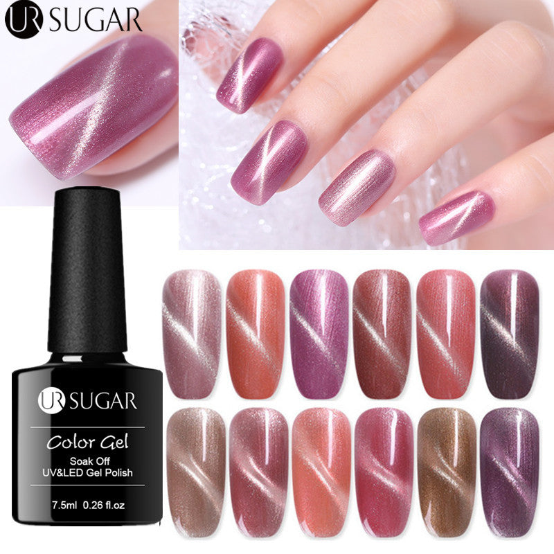 UR SUGAR 7.5ml Rose Gold Cat Eye Nail Gel Polish Glitter Magnetic UV Gel Varnish Semi Permanent Soak Off Nail Art Gel varnish