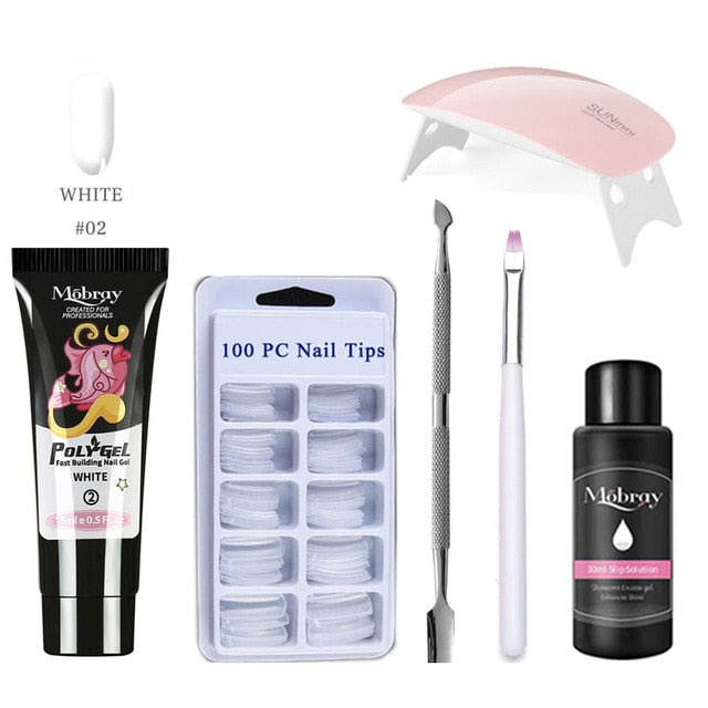 26pcs Nail Kit Poly Gel Set LED Lamp Nail Gel Polish Set Quick Building For Nail Extensions Hard Jelly Gel Polygel Manicure Set