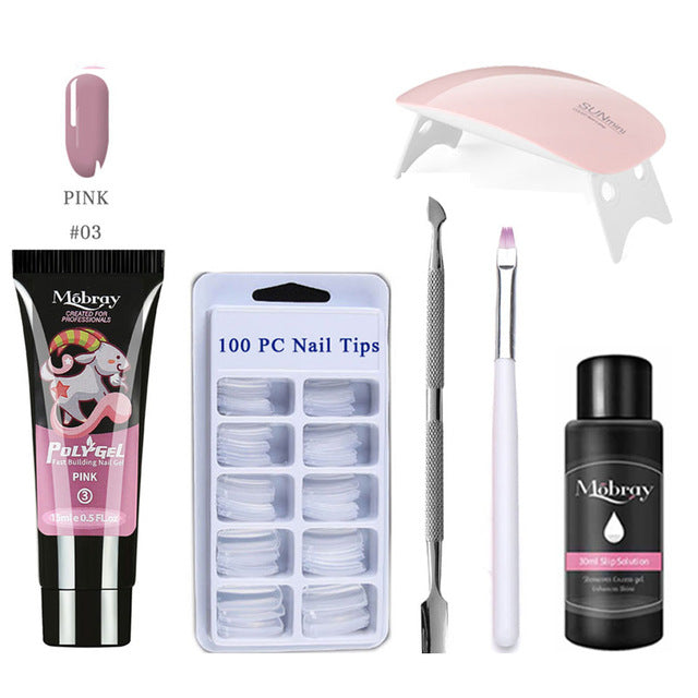26pcs Nail Kit Poly Gel Set LED Lamp Nail Gel Polish Set Quick Building For Nail Extensions Hard Jelly Gel Polygel Manicure Set
