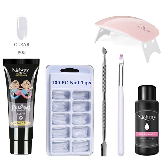 26pcs Nail Kit Poly Gel Set LED Lamp Nail Gel Polish Set Quick Building For Nail Extensions Hard Jelly Gel Polygel Manicure Set