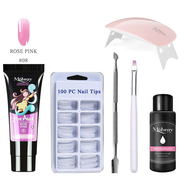 26pcs Nail Kit Poly Gel Set LED Lamp Nail Gel Polish Set Quick Building For Nail Extensions Hard Jelly Gel Polygel Manicure Set