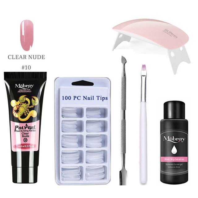 26pcs Nail Kit Poly Gel Set LED Lamp Nail Gel Polish Set Quick Building For Nail Extensions Hard Jelly Gel Polygel Manicure Set