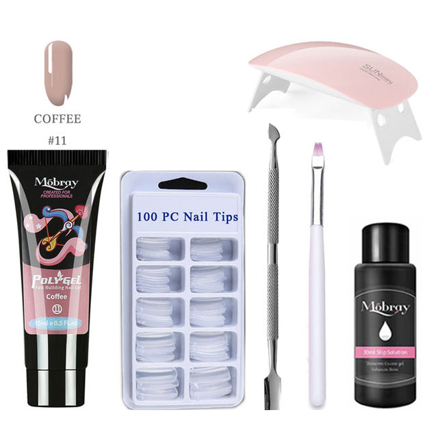 26pcs Nail Kit Poly Gel Set LED Lamp Nail Gel Polish Set Quick Building For Nail Extensions Hard Jelly Gel Polygel Manicure Set