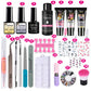 26pcs Nail Kit Poly Gel Set LED Lamp Nail Gel Polish Set Quick Building For Nail Extensions Hard Jelly Gel Polygel Manicure Set
