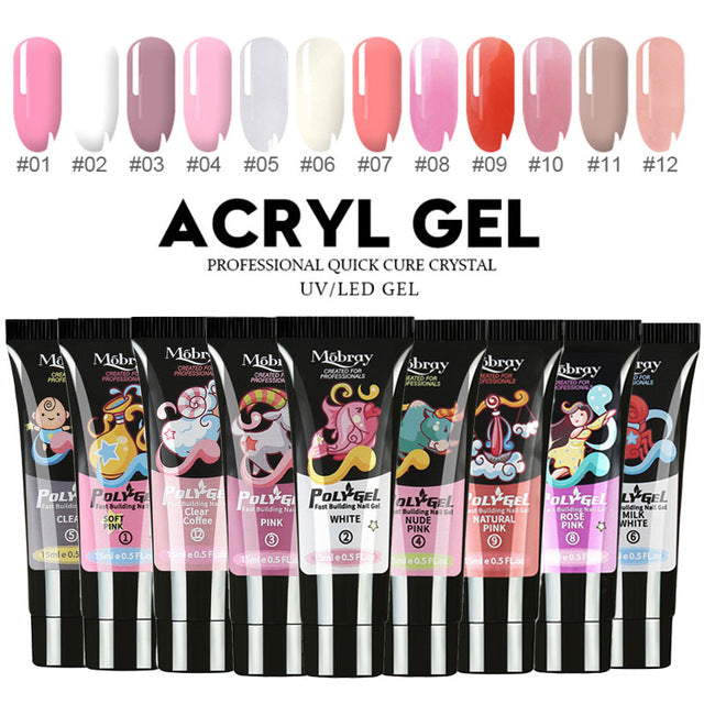 26pcs Nail Kit Poly Gel Set LED Lamp Nail Gel Polish Set Quick Building For Nail Extensions Hard Jelly Gel Polygel Manicure Set