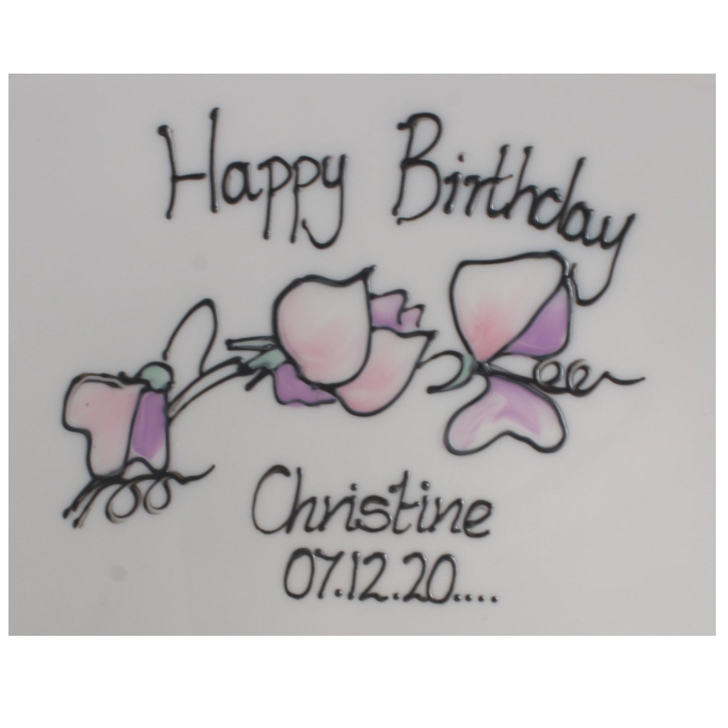 Personalised Birthday Round Plate Sweet Pea