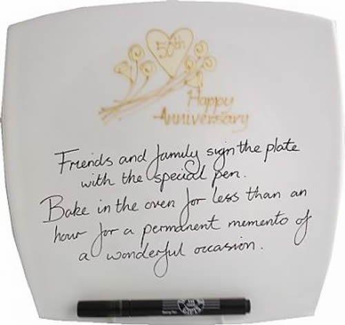 50th Wedding Anniversary Plate Square Flower