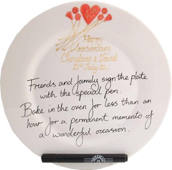Personalised 40th Wedding Anniversary Plate Round Flower