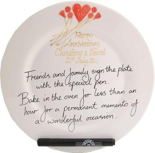 Personalised 40th Wedding Anniversary Plate Round Flower