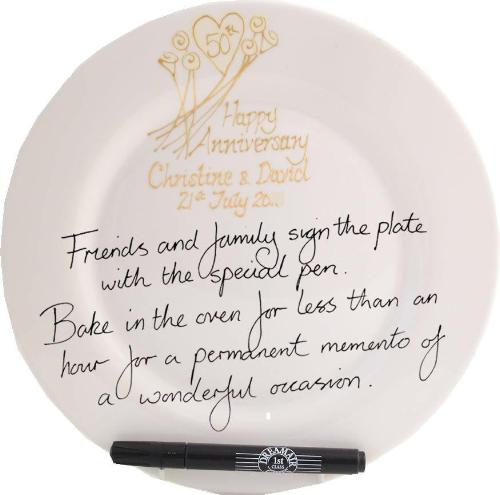 Personalised 50th Wedding Anniversary Plate Round Flower