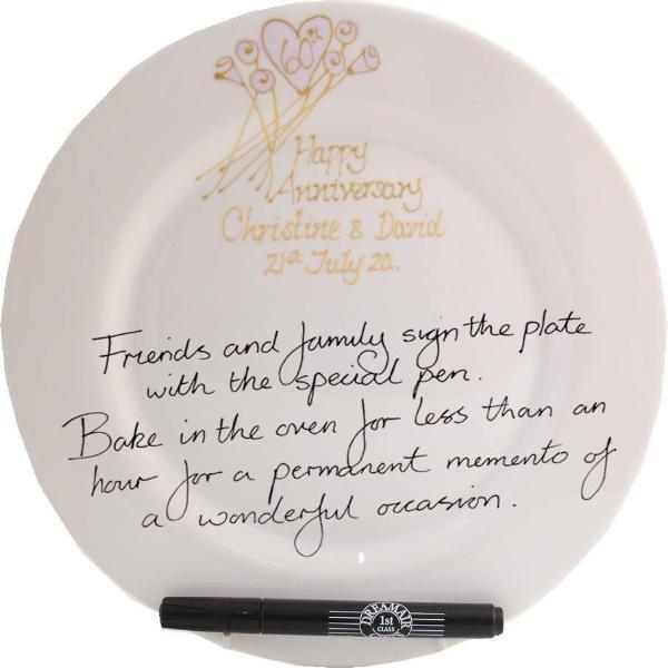 Personalised 60th Wedding Anniversary Plate Round Flower